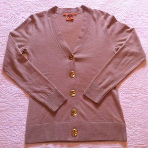 Tory Burch Women's Beige Wool V-Neck Cardigan. Size Small (S)